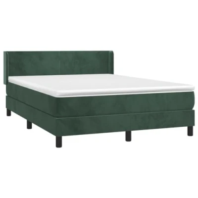 Afbeelding van vidaXL Boxspring met matras fluweel donkergroen 140x200 cm