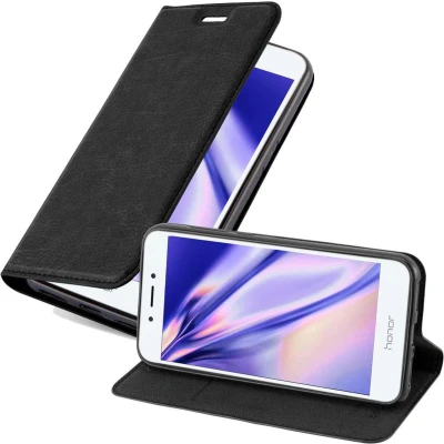 Afbeelding van Cadorabo Hoesje geschikt voor Honor 6A in ZWARTE NACHT Beschermhoes met magnetische sluiting, standfunctie en kaartvakje Book Case Cover Etui