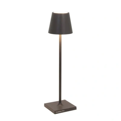 Afbeelding van Zafferano Poldina Micro, oplaadbare en draadloze tafellamp met aanraakbediening, geschikt voor woonkamer buiten, dimmer 2200 3000 K, hoogte 27,5 cm, kleur donkergrijs
