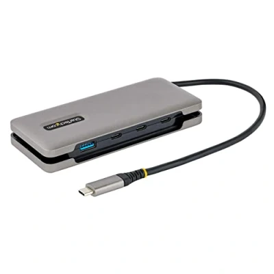 Image de StarTech.com 4 Port USB C Hub 1x A and 3x Ports 3.1 10Gbps Bus Powered Type with 9.8in (25cm) Wrap Around Cable Portable to Expansion (HB31CM1A3CB) Concentrateur (hub) 1 x 3.2 Gen 2 + 3