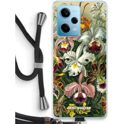 Afbeelding van Case Company® hoesje met Koord geschikt voor Xiaomi Redmi Note 12 Pro 5G Haeckel Orchidae Telefoonhoesje Zwart Bescherming aan alle Kanten en Over de Schermrand