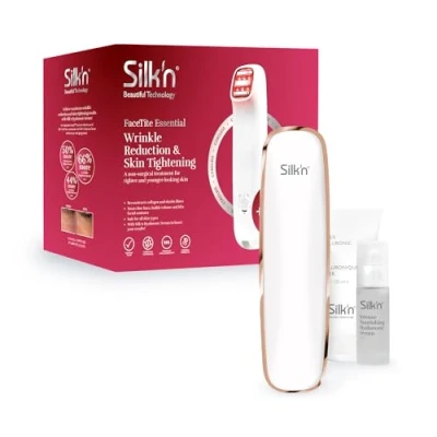 Afbeelding van Silk&#039;n gezichtsverzorging apparaat FaceTite Essential Draadloze Rimpelvermindering &amp; huidverstrakking Promopack met Silk’n Hyaluronic Serum Wit