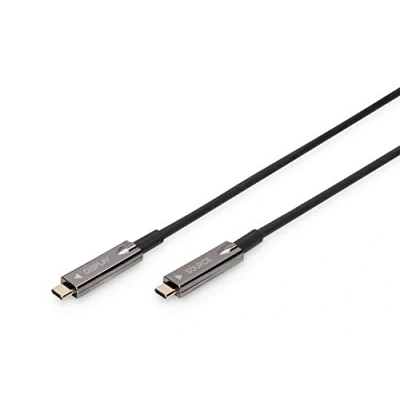 Afbeelding van Digitus USB C displaykabel 3.2 Gen2 (USB 3.1 Gen2) C, stekker 15.00 m Zwart Flexibel, Afgeschermd, Met AK 330160 150 S