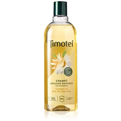 Afbeelding van Timotei Gouden glans shampoo voor blond haar met kamillebloesemextract reinigingsmiddelen van plantaardige oorsprong, 95% ingrediënten natuurlijke siliconenvrij, 400 ml