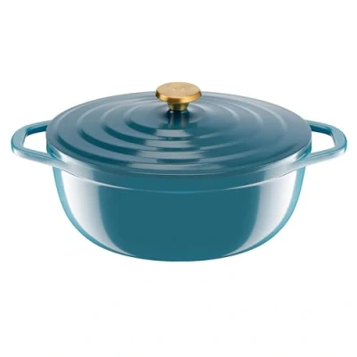 Afbeelding van Tefal Air, Gietijzeren stoofpan ovaal 30 cm, lichte gegoten aluminium braadpan, eenvoudige reiniging, veilige keramische coating, condensatiedeksel, ovencompatibel, inductie E2708904