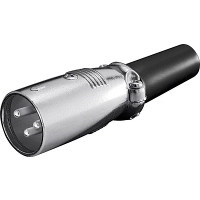 Afbeelding van XLR 3 pins (m) connector met rubberen trekontlasting / grijs/zwart