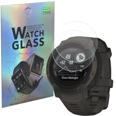 Afbeelding van PHONILLICO Gehard glas voor Garmin Instinct 2 / Solar [2 stuks] displaybeschermfolie horloge, krasbestendig
