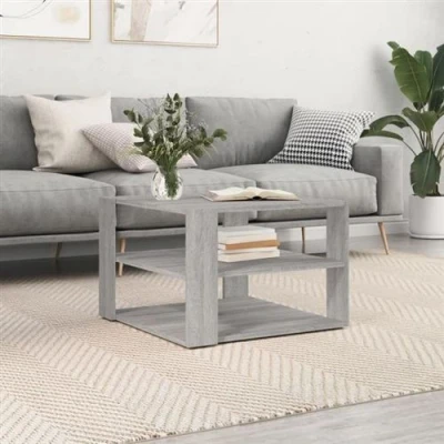 Afbeelding van Salontafel 59,5x59,5x40 cm bewerkt hout grijs sonoma