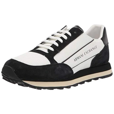 Afbeelding van Armani Exchange LACE UP Sneakers laag, Heren, Maat: 42.5, White/black Leer en textiel