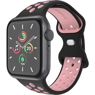 Afbeelding van imoshion Sport⁺ bandje voor de Apple Watch Series 1 t/m 9 / SE (38/40/41 mm) 10 (42 Maat S/M Black Pink