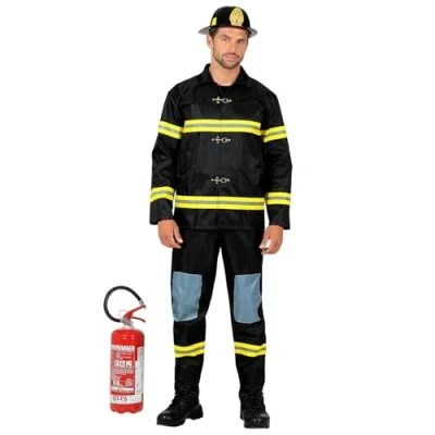 Afbeelding van Widmann Brandweerkostuum, top, broek en helm, uniform, reddingsdienst, werk, themafeest, carnaval, carnaval