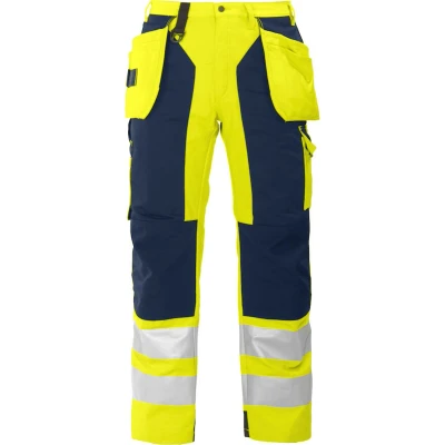 Afbeelding van ProJob 6506 SIGNALISATIEBROEK MET KNIEZAKKEN EN SPIJKERZAKKEN ISO 20471 KLASSE 2 646506 Geel/Marine