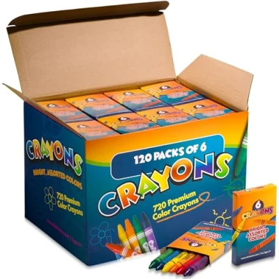 Afbeelding van Bedwina Kleuren Crayons in Bulk 720 Kleur Krijtjes! 120 6 Voudige Verpakkingen, Premium Kleurkrijtjes voor Kinderen, Niet Giftig Feestartikelen, Restaurants, Snoepzakjes, Sokkenvuller