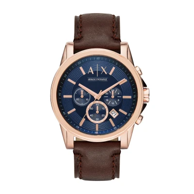 Afbeelding van Armani Exchange Herenhorloge, chronograaf, kwarts, met armband van roestvrij staal, Bruin, riem