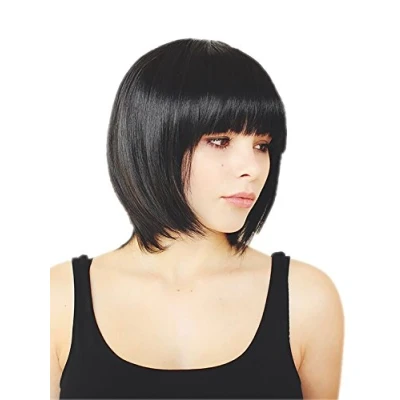 Afbeelding van Prettyland C577 Korte damespruik, zwart, bob Mia Wallace Cleopatra