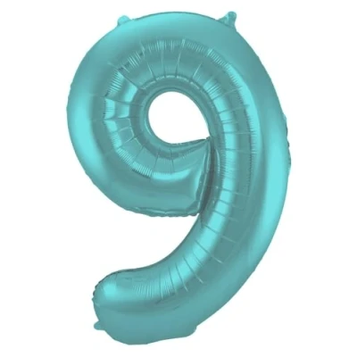 Image de Feuille de ballon Figure 9 Matt Aqua Metallic 86cm