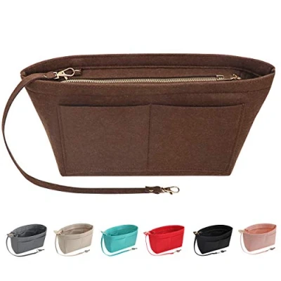 Afbeelding van Soyizom Vilten Handtas Organizer Vilt Meerdere Zakken Tote Bag Vrouwen Koffie XL,