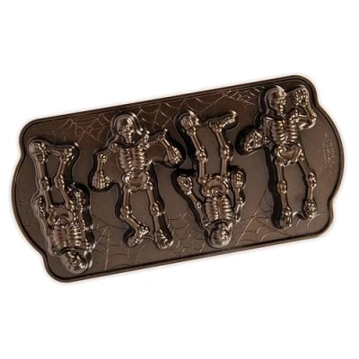 Afbeelding van Bakvorm &quot;Spooky Skeleton Cakelet Pan&quot; Nordic Ware Fall Harvest Bronze