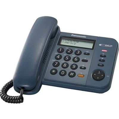 Image de Panasonic KX TS580GC Téléphone filaire avec ID d&#039;appelant/appel en instance bleu foncé
