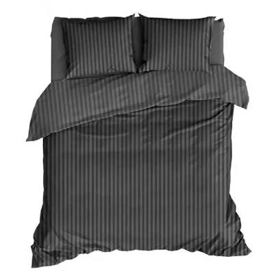 Afbeelding van Dekbedovertrek Satin Dor Satijnstreep Antraciet 260x220 cm (Antraciet)