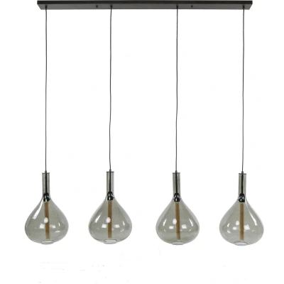 Afbeelding van Hanglamp Eetkamer 4 Lichts Smoke Glas Zwart 164x30x150cm Giga Meubel