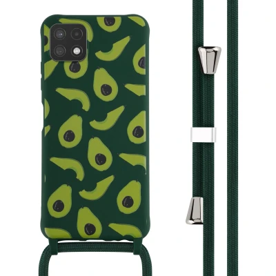 Afbeelding van iMoshion hoesje Geschikt voor Samsung Galaxy A22 (5G) met koord Siliconen design Groen / Avocado Green