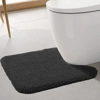 Afbeelding van WC mat, extra dik, antislip, absorberend, badkamermat, superzacht, van microvezel, machinewasbaar, 50 x 60 cm, zwart