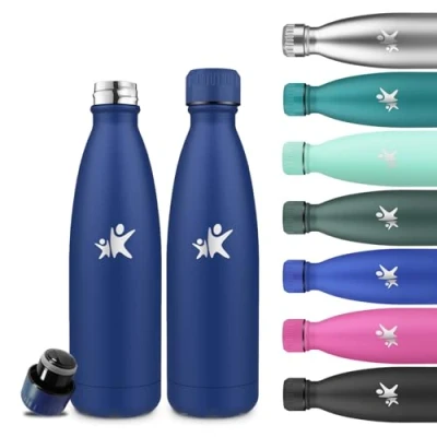 Afbeelding van Grsta Drinkfles van roestvrij staal, 500 ml, BPA vrij, lekvrij, 24 uur koud en 12 warm, metaal, dubbelwandig, voor school, reizen, hardlopen, kantoor