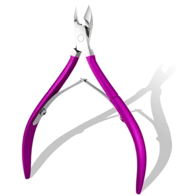 Afbeelding van Nagelriemschaar van roestvrij staal, professionele nagelknipper, nageltang voor trimmer, comfortabele handgrepen, antislip, pedicure en manicure, gereedschap (paars)