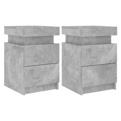 Afbeelding van Nachtkastjes met LED verlichting 2 st 35x39x55 cm betongrijs