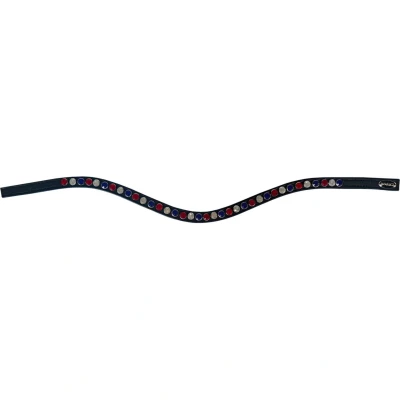 Afbeelding van Horka Frontriem Colori Zwart Leder Rood/Wit/Blauw Cob