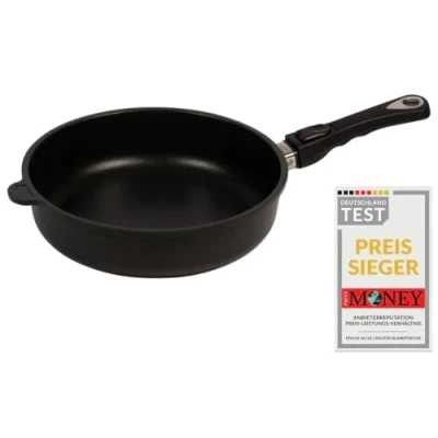 Afbeelding van AMT Gastroguss AMZN I 726 Z20B braadpan, 26 cm diameter, 7 hoog, afneembare handgreep, geschikt voor inductie, Lotan® antiaanbaklaag, gegoten aluminium pan