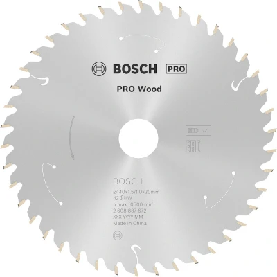 Afbeelding van Bosch Accessories 2608837672 Hardmetaal cirkelzaagblad 140 x 20 mm Aantal tanden: 42 1 stuk(s)