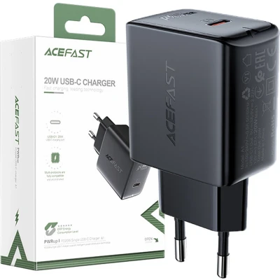 Afbeelding van Acefast snellader USB Type C 20W Power Delivery zwart (A1 EU zwart)