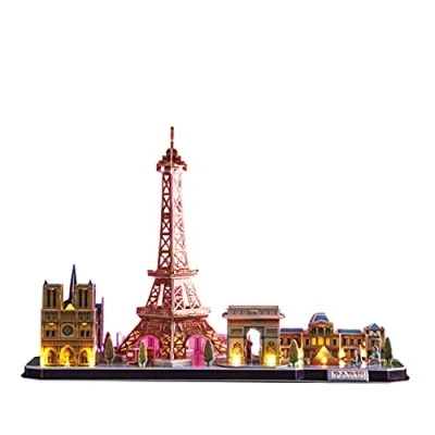 Afbeelding van 3D puzzel verlicht led Parijs voor volwassenen kinderen van 8 jaar of ouder puzzels model om te bouwen lichtgevende Eiffeltoren