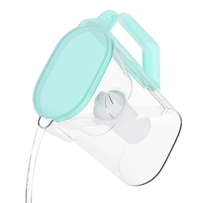 Afbeelding van Wessper Filterkan met 2,7 liter filterpatroon, passeert door de koelkastdeur, BPA vrij, waterkaraf filter, compatibel Brita Classic filters, mint