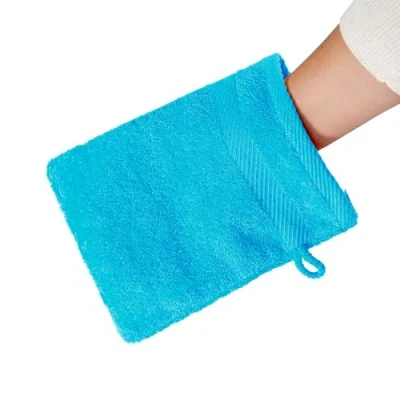 Afbeelding van etérea Carli washandschoenen 100% katoen en Oeko Tex Standard 100 zacht saugstark kwaliteit frottierware 500 g/m² Grootte: 15x21 cm, Kleur: turquoise