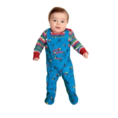 Afbeelding van Smiffys 52411B3 Officieel Chucky kostuum voor baby&#039;s, jongens, blauw en rood, B3 6 9 maanden