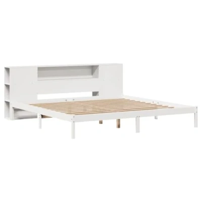 Afbeelding van vidaXL Bed met boekenkast zonder matras grenenhout wit 180x200 cm