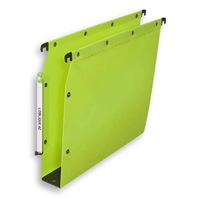 Image de Dossier suspendu plastique pression L&#039;Oblique AZ fond 5 cm pour armoire vert Lot de 10