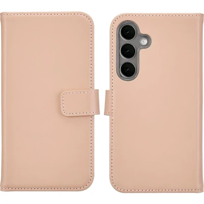 Afbeelding van Selencia Hoesje Geschikt voor Samsung Galaxy S25 Met Pasjeshouder Echt Lederen Bookcase roze