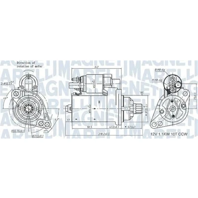 Afbeelding van MAGNETI MARELLI 063721322010 Startmotor 12 1,1 10 VOLKSWAGEN: Caddy 3, Passat B6 Saloon, GOLF 6, AUDI: A3 Sportback, Hatchback