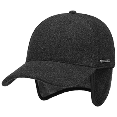 Afbeelding van STETSON Vaby Earflap Herenpet wol voor de winter, gesloten achter, met vizier, oorkussens, voering, herfst Antraciet