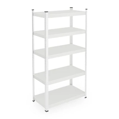 Afbeelding van Relaxdays Rek voor zware lasten, 150 x 75 30 cm, 875 kg, staal, 5 niveaus, opbergrek, kelder, garage, insteekbaar, wit