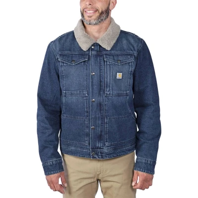 Afbeelding van Carhartt Lichte jas voor heren, casual pasvorm, gevoerd met sherpa denim, beuken