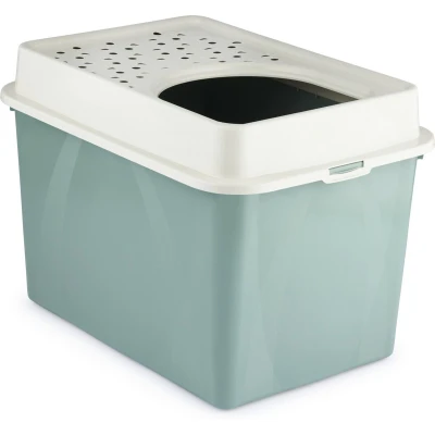 Afbeelding van Rotho Mypet Kattenbak Met Boveningang Eco Berty 57.2 x 39.3 40.4 cm Kattentoilet Groen&amp;Beige