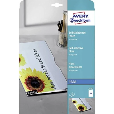 Afbeelding van Avery Zweckform 2500 Zelfklevende folie DIN A4 Inkjet Transparant 10 stuk(s)