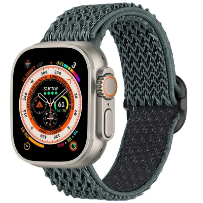 Afbeelding van iMoshion Bandje Geschikt voor Apple Watch Series 1 / 2 3 4 5 6 7 8 9 SE Ultra (2) 42 44 45 49 mm Elastisch nylon band Donkergrijs