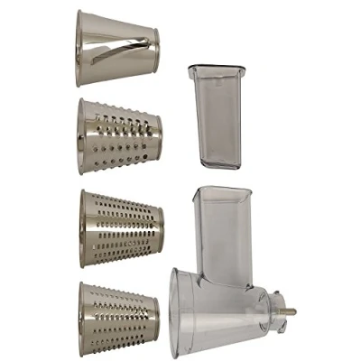 Image de Moulinex xf6320b1 kit râpé tranché accessoire pour robot pâtissier masterchef gourmet 4 cônes râper fin et epais trancher plastique/inox