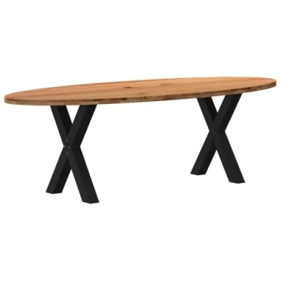 Afbeelding van vidaXL Eettafel 240x100x74 cm ovaal massief eikenhout lichtbruin